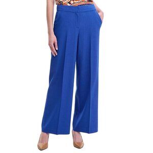 NWT Tahari ASL Mid-Rise Wide-Leg Solid Pants Royal Blue Size 12 MSRP $89.00